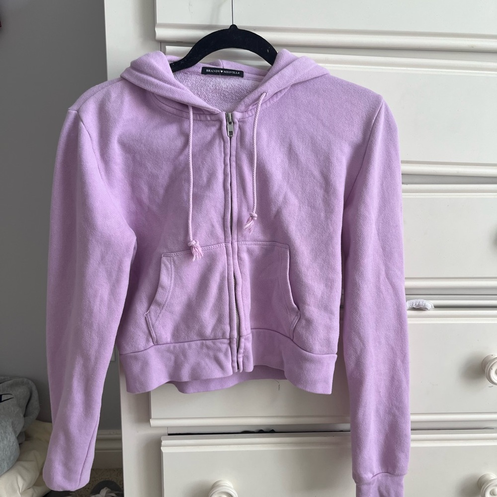 Brandy Melville cropped purple zip up sweatshirt